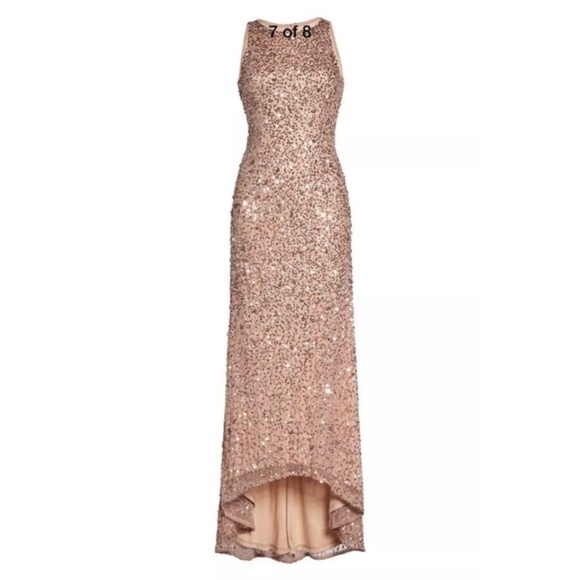 NEW Adrianna Papell‎ Sleeveless Sequin High/Low Gown in Rose Gold [SZ 2 ] - Picture 7 of 8